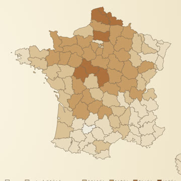 Carte de France des naissances du nom Dubois d'après l'INSEE